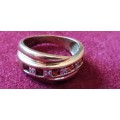 9ct yellow Gold Ruby and Diamond half Eternity Ring