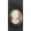 Vintage/antique Sterling silver cameo brooch/pendant