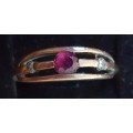 9CT genuine yellow gold diamond and ruby ring