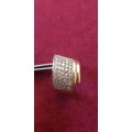 9CT BROAD BAND RING WITH 41X GENUINE DIAMONDS OF APPROX 1.3 CARAT