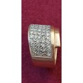 9CT BROAD BAND RING WITH 41X GENUINE DIAMONDS OF APPROX 1.3 CARAT