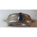 9ct white gold & diamond ring with sapphire