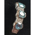 9ct white gold with blue Topaz and Diamond ring