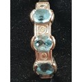 9ct white gold with blue Topaz and Diamond ring