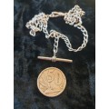 Heavy Sterling Silver Fob Chain with T-Bar