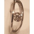 Platinum and 0.44 carat genuine Diamond solitaire Ring