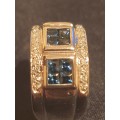 18ct Princess cut Sapphire`s and Diamond Ring of approx 0.98 carats