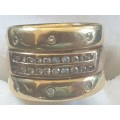18ct yellow gold 3 bands joined into one diamond ring