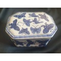Genuine Ming blue and White Butterfly trinket box -Rectangular