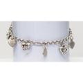 Sterling Silver cute bracelet with hearts and dolphins