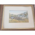 Bostcastle, Cornwall 2 watercolour paintings by John Bathgate&  3 old sketch  prints