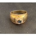 9ct yellow gold with sapphire and approx 11 diamond`s