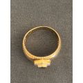 9ct yellow gold with sapphire and approx 11 diamond`s