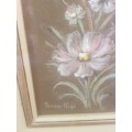 Pastel flower in very ornate frame by Susan Hugo