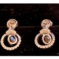 Earring set 9ct white gold, Sapphires and diamonds