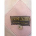 pink genuine leather ladies jacket-large