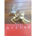 Stunning Reindeer brooch genuine 18ct gold and Diamonds and Sapphires