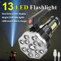 LED flashlight 13 light sources rechargeable portable searchlight outdoor camping light