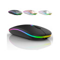 Wireless Mouse Slim Multi-Color LED Rechargeable With USB Receiver For Laptop
