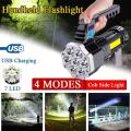 LED Rechargeable Flashlight With Handle Suitable For Outdoor Camping Hunting And Emergency