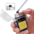 USB Rechargeable Windproof Lighter Hook Flashlight Transparent Waterproof
