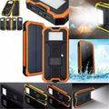 Solar Power Bank Case Waterproof Dual USB LED Battery Portable Cell Phone Charger