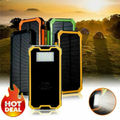 Solar Power Bank Case Waterproof Dual USB LED Battery Portable Cell Phone Charger