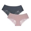 Pack of 2 Amila Silky Seamless Lace Underwear - Grey and Pink