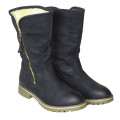 Ladies Fashion Boots with Side Zipper Black Size 4
