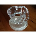 Beautiful Glass Crystal Mother and Foal on a frosted base Figurine
