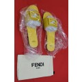 High-End Soft-Leather FENDI Italian Luxury Ladies Slip Sandals. Size SA 4.5/  EU (37) NO BOX