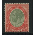 Union of South Africa. Kings Head £1. Pale Olive Green and Red. mm RARE