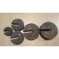 Five Vintage Slotted Scale Weights (measurements unit is kg)