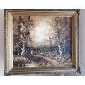 Vintage Oil Forest Scape signed by Victor. (Check shipping fees in description before bidding)