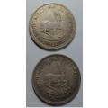 80% Silver 5-Shillings of the Union of South Africa (Crowns of 1947 & 1949)