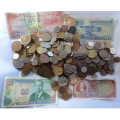 Collection of over 250 World Coins & Banknotes including 11 Silver Coins
