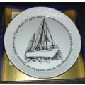 Six Vintage Items including a Staffordshire Bone China Commemorative plate finished in 22 ct