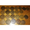 A Collection of 35 UK pennies from 1907-1965, 1 x penny from late 1800s
