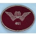 451 Para Regiment Proposed Tracksuit Badge - Never Worn