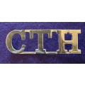 CTH Cape Town Highlanders Metal Chrome Shoulder Title complete with lugs intact