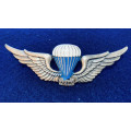 SWATF Parachute Instructor Wing, Oxidised Silver and Enamel Breast Badge - Approved in 1984