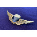 SWATF Parachute Instructor Wing, Oxidised Silver and Enamel Breast Badge - Approved in 1984
