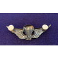 SWATF Parachute Instructor Wing, Oxidised Silver and Enamel Breast Badge - Approved in 1984