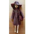 Genuine leather coat, hat and handbag to fit a Cindy doll