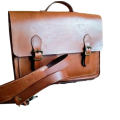 Genuine Leather Laptop Bag - Single Gusset Laptop Satchel - Tan