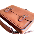 Genuine Leather Laptop Bag - Single Gusset Laptop Satchel - Tan