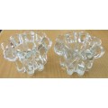 VINTAGE BOUGIOIRI TWLIGHT PAIR OF GLASS CANDLESTICK HOLDERS 50mm HEIGHT ..WEIGHT 178 grams EACH