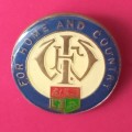 HOME AND COUNTY ENAMEL BADGE AWARDED TO HOME GUARD OR PEOPLE WHO HELPED WITH WAR EFFORT IN WW2