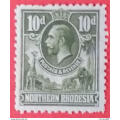 NORTHERN RHODESIA 1925 DEFINITIVE GREEN AND BLACK 10d MH