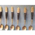 SET OF 6 TEA SPOONS ,8 SUGAR SPOONS AND 1 VERY NICE SPOON FROM AUSTRALIA AND 5 DECORATIVE TEA SPOONS